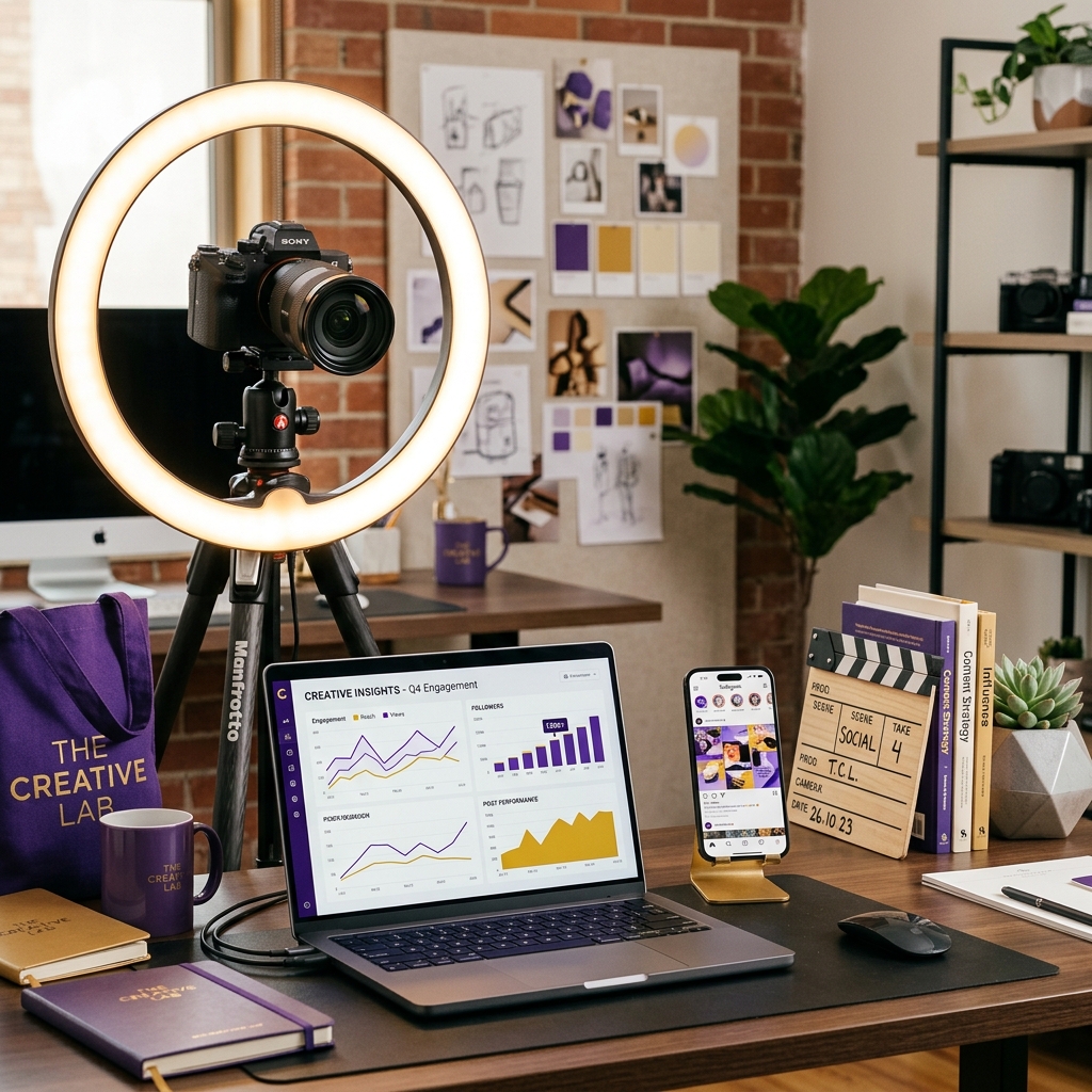 Content creation and digital marketing studio setup